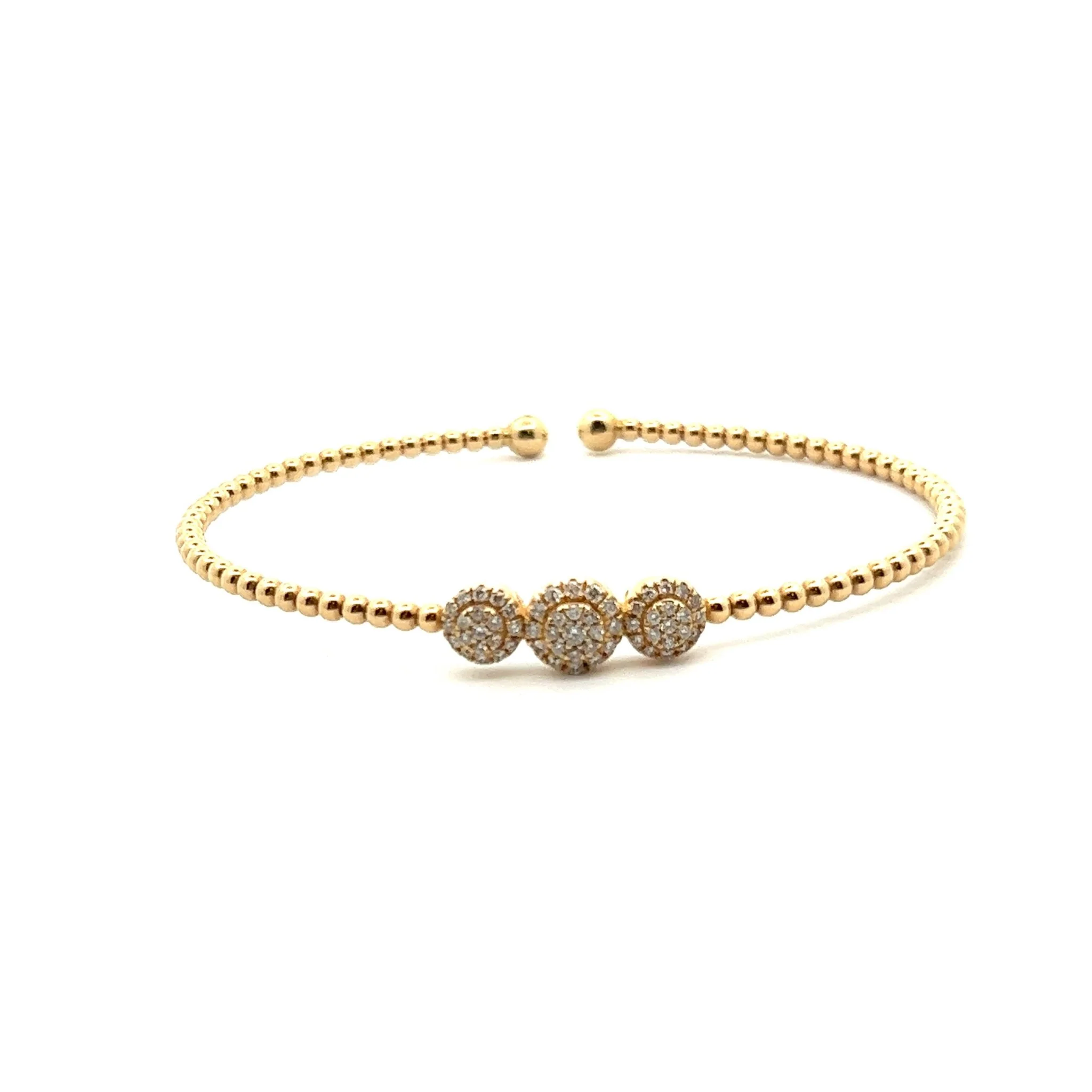 Gabriel & Co. 14k Yellow Gold Bujukan Bangle Bracelet with Stone Pave Diamonds