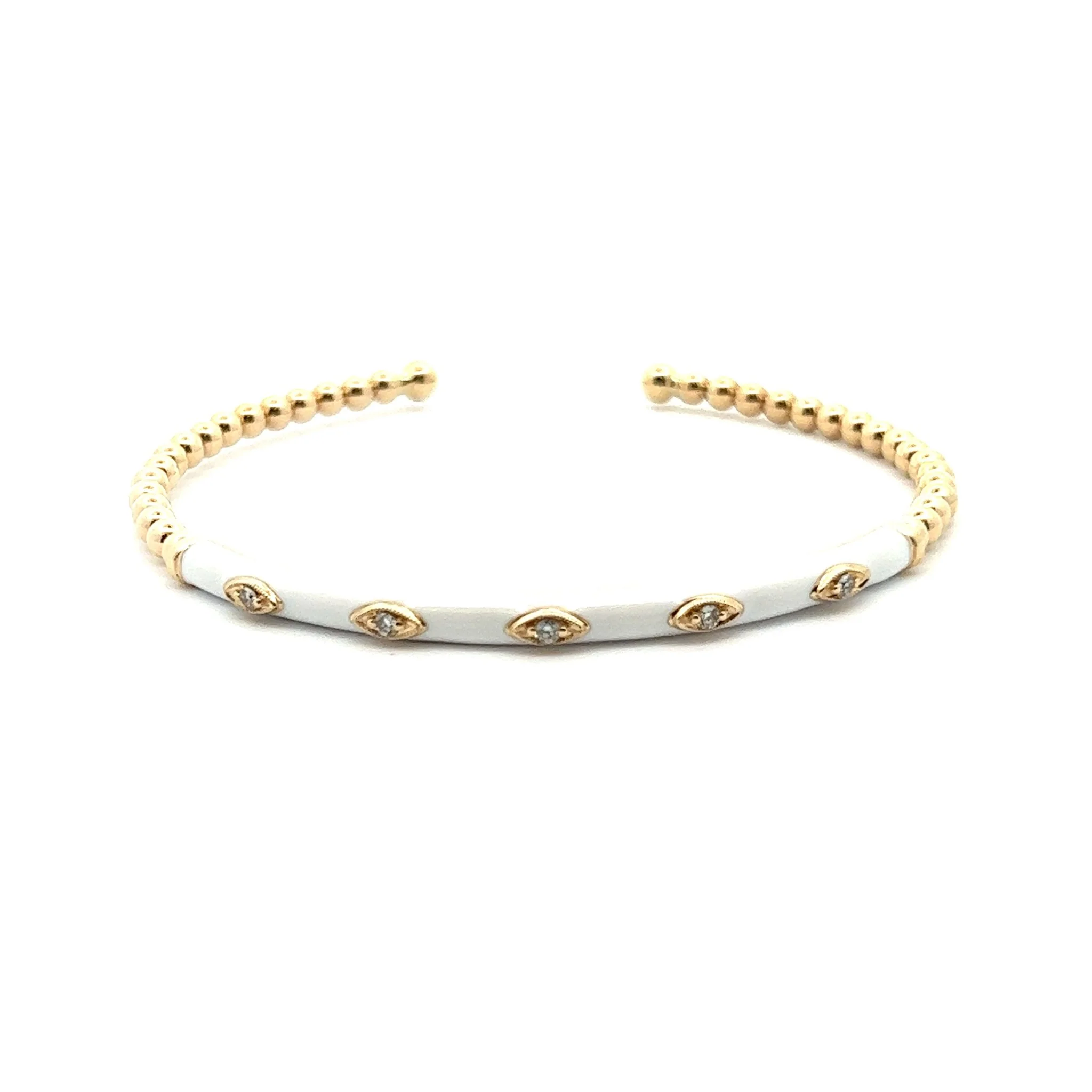 Gabriel & Co. 14k Yellow Gold Bujukan Bangle Bracelet with white Enamel