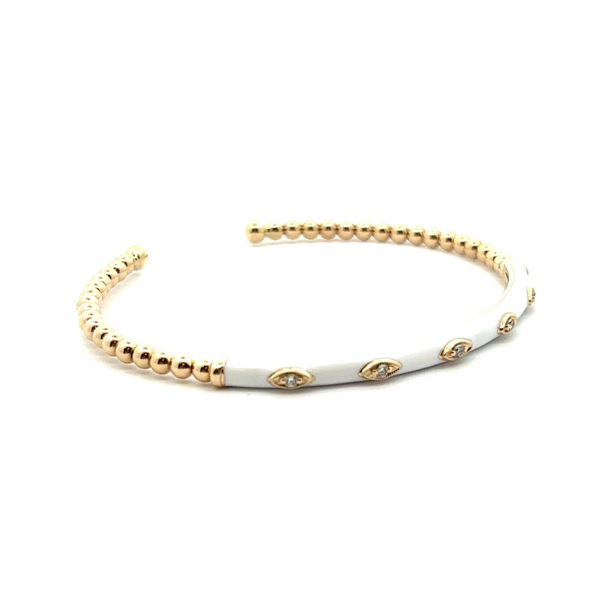 Gabriel & Co. 14k Yellow Gold Bujukan Bangle Bracelet with white Enamel - Image 2