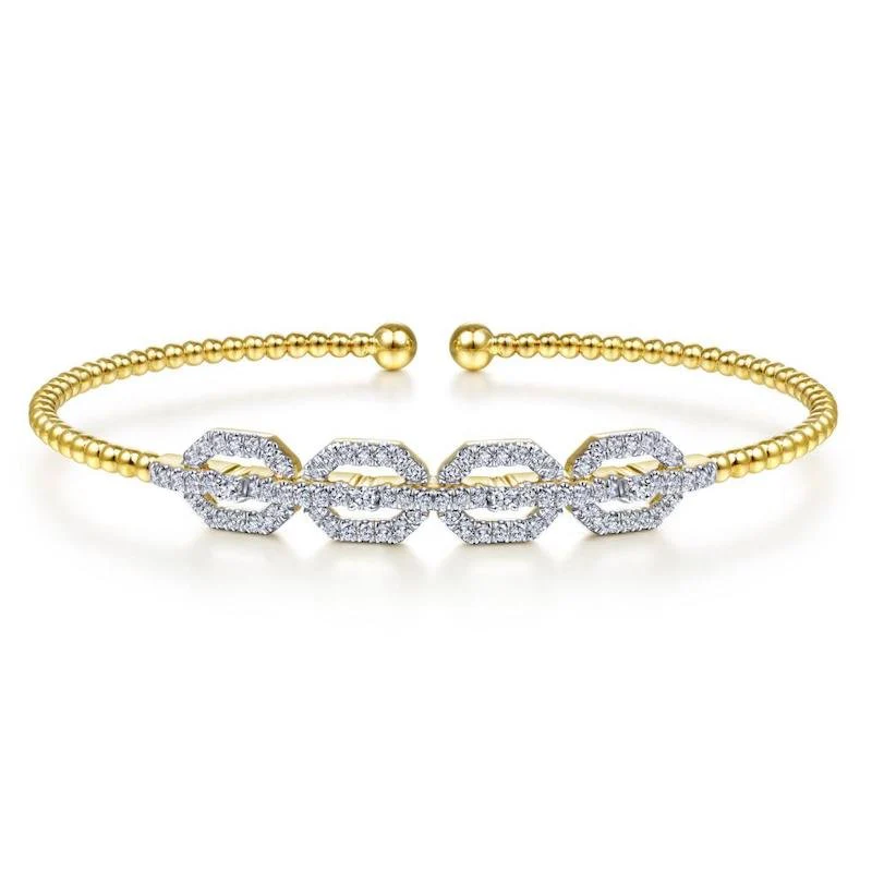 Gabriel & Co. 14k Yellow Gold Bujukan Diamond Bangle Bracelet