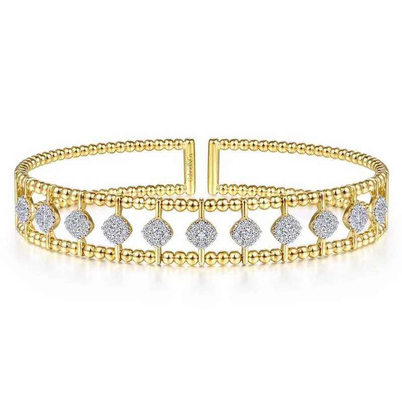 Gabriel & Co. 14k Yellow Gold Bujukan Diamond Bangle Bracelet
