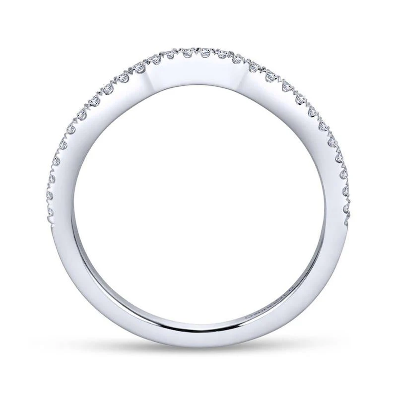 Gabriel & Co. 18k White Gold Contemporary Curved Wedding Band - Image 2