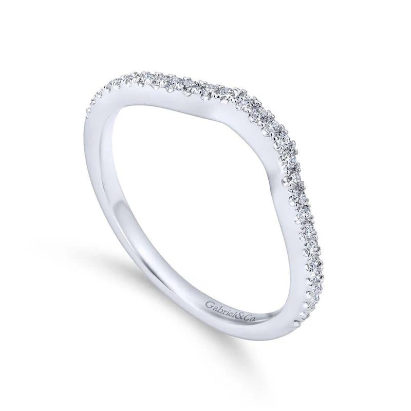 Gabriel & Co. 18k White Gold Contemporary Curved Wedding Band - Image 3