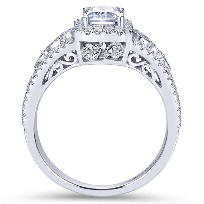 Gabriel & Co. 18K White Gold Contemporary Halo Engagement Ring - Image 2