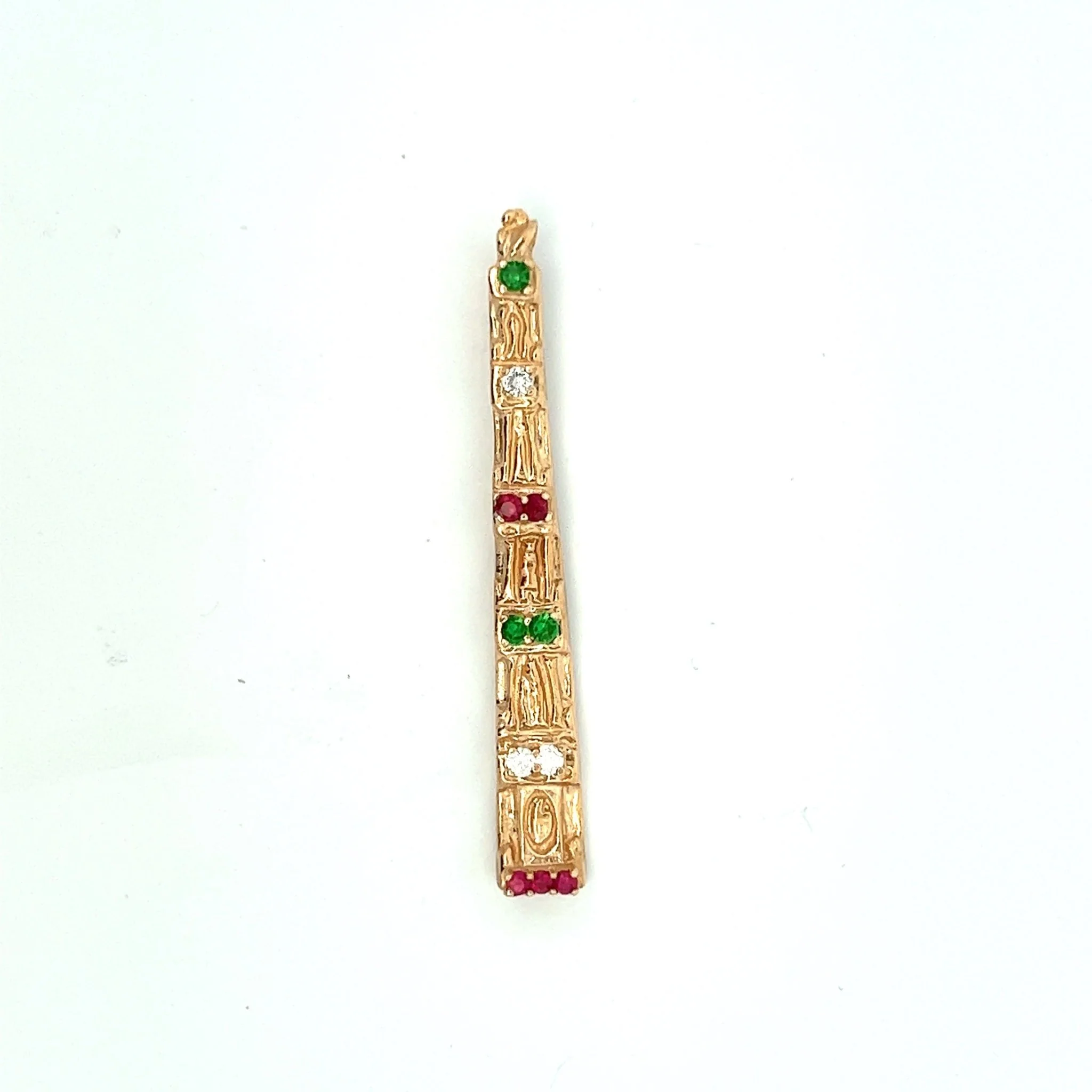 Gold Giglio Charm with Italian Flag Color Stone /B1