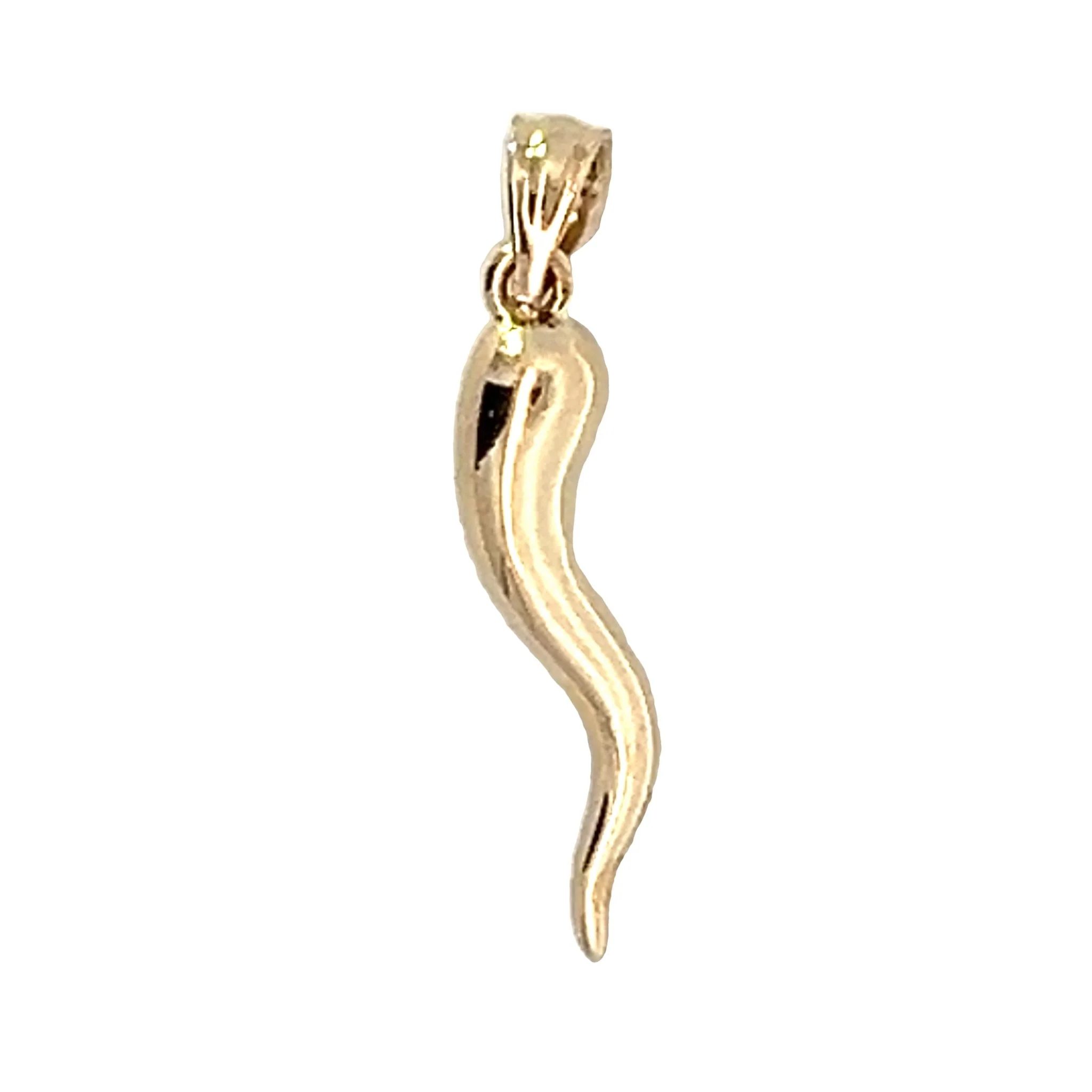 Large Diamond Horn Pendant 50mm 14 Karat Yellow Gold - Image 3
