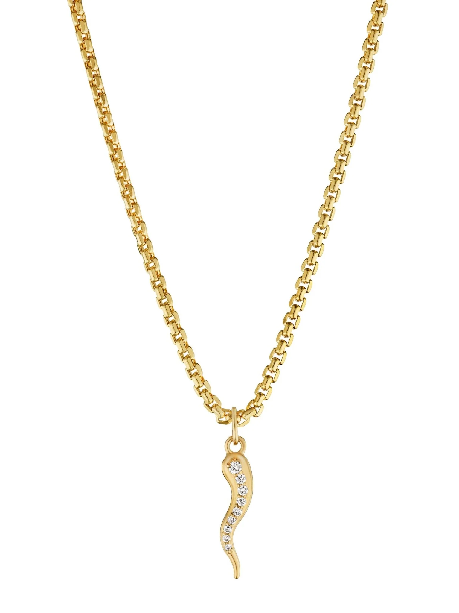 Large Diamond Horn Pendant 50mm 14 Karat Yellow Gold - Image 7
