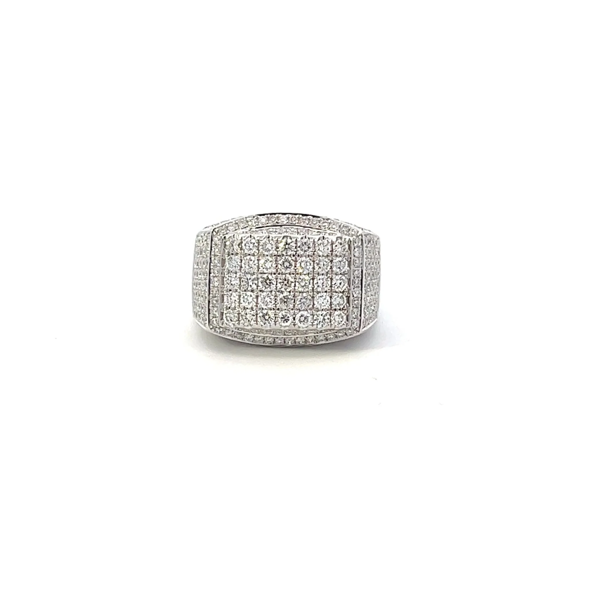 Men's 14Karat White Gold Pave Ring