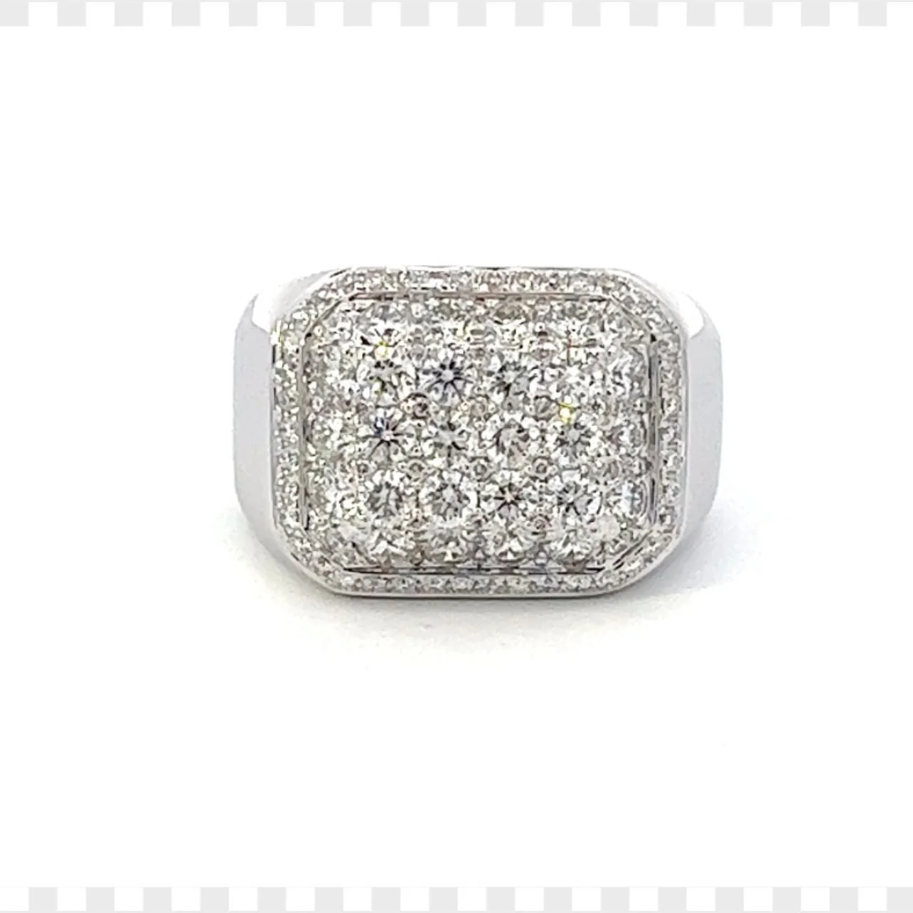 Men's 14Karat White Gold Pave Ring
