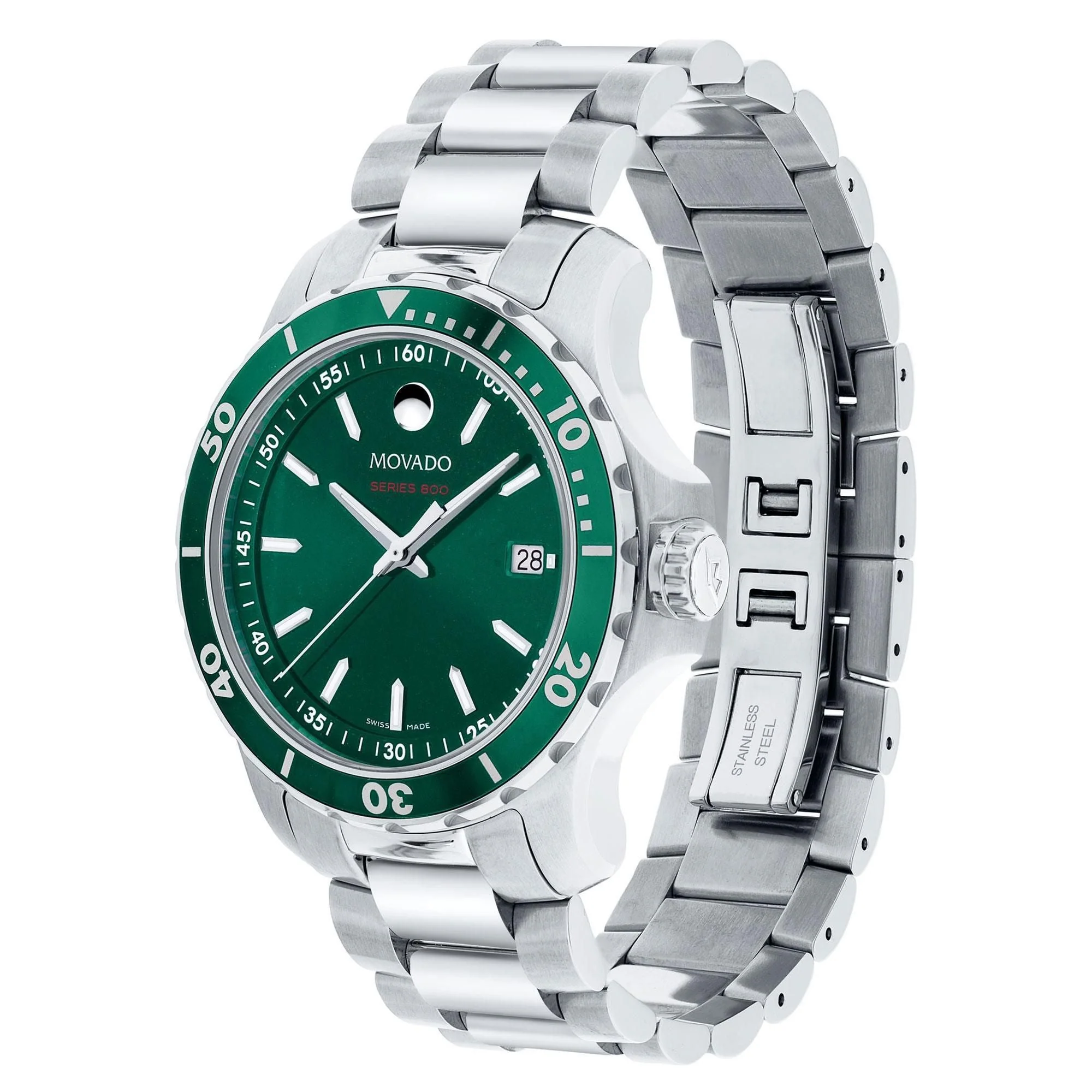 Men's Movado Series 800 Green Dial Stainless Steel Watch | 40mm | 2600136 - Image 2