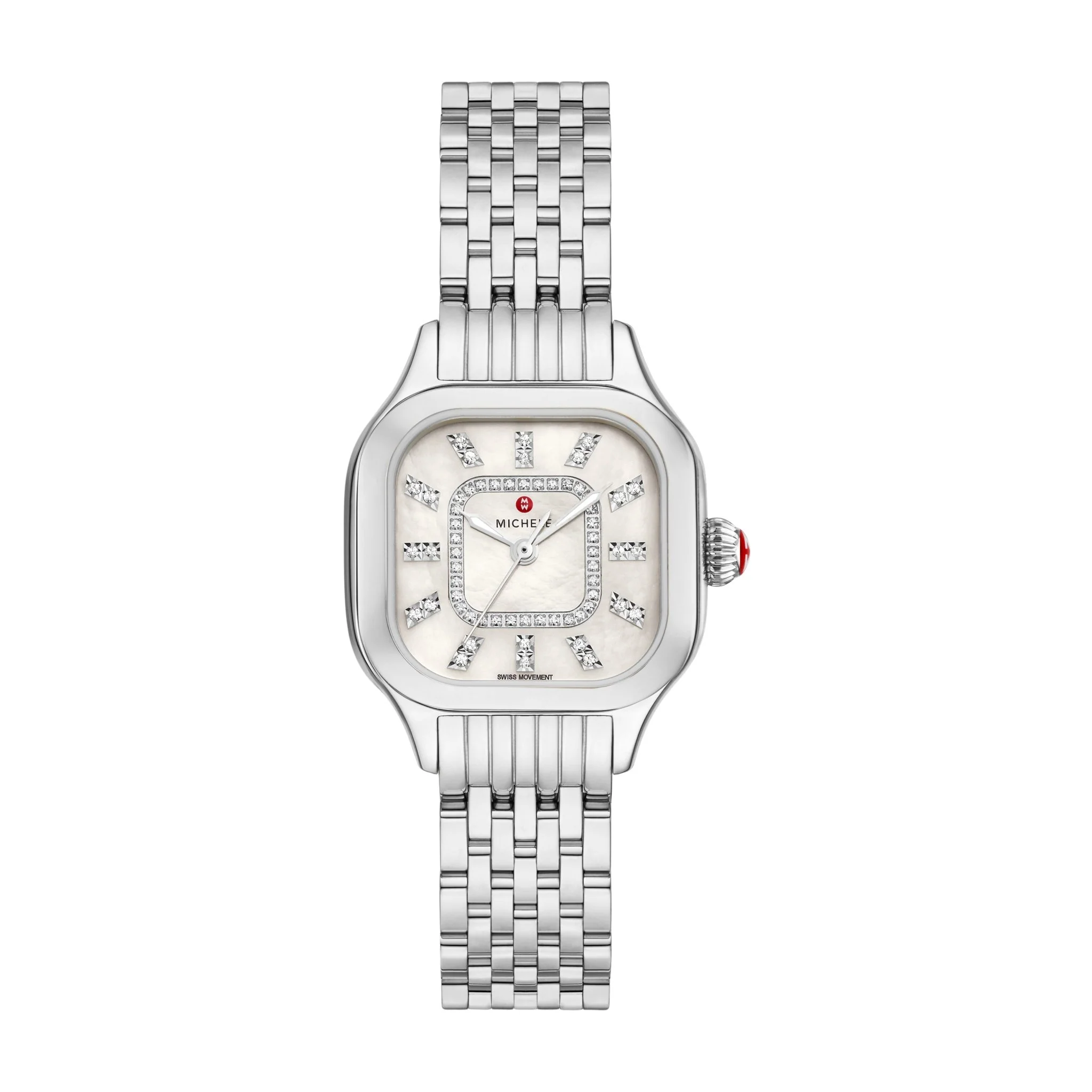 Michele Meggie Stainless Steel Diamond Dial Watch