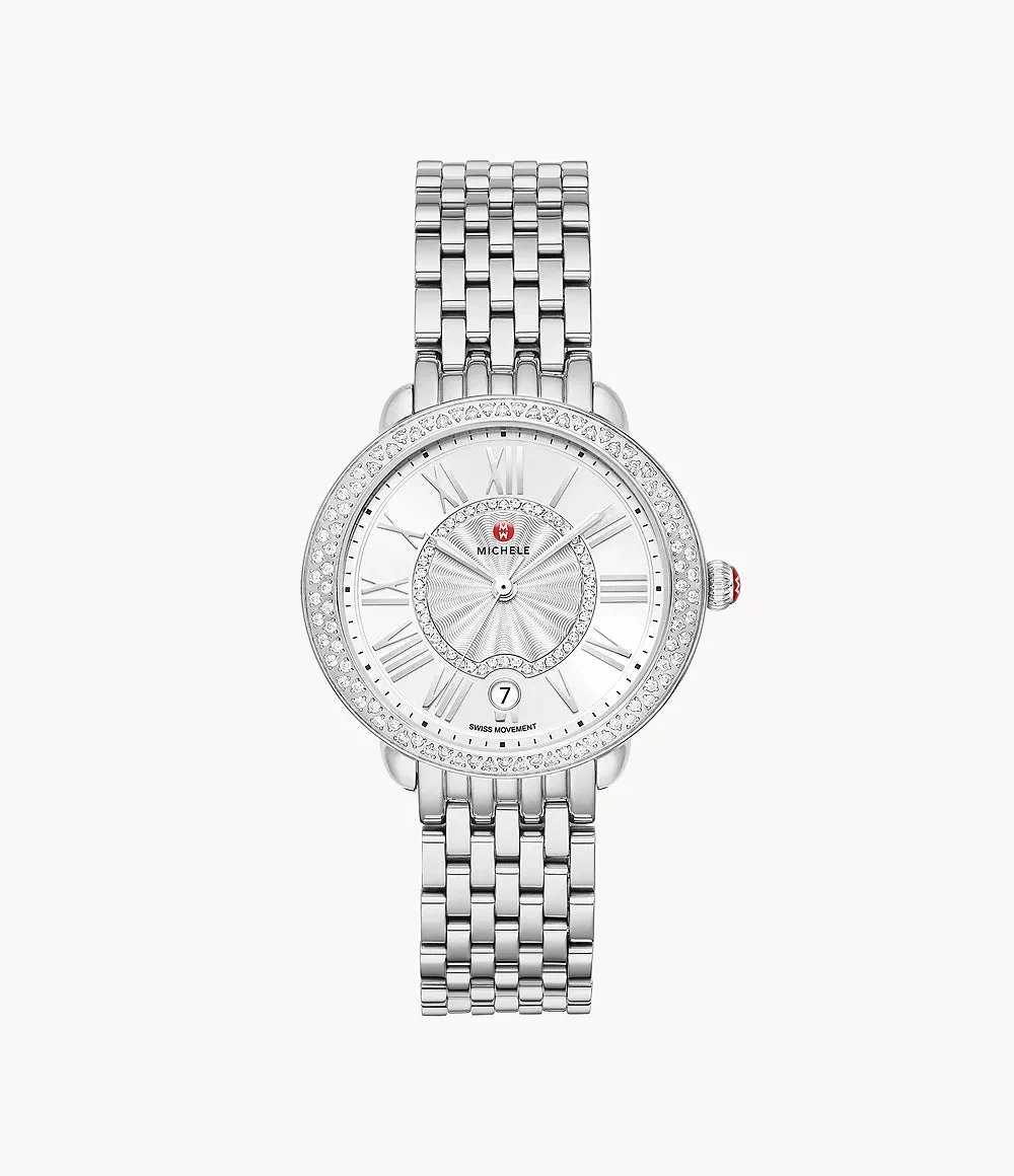 Michele Serein Mid Stainless Steel Diamond Watch