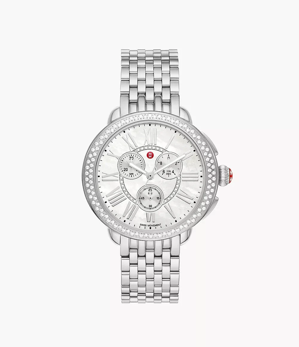 Michele Serein Stainless Steel Diamond Watch