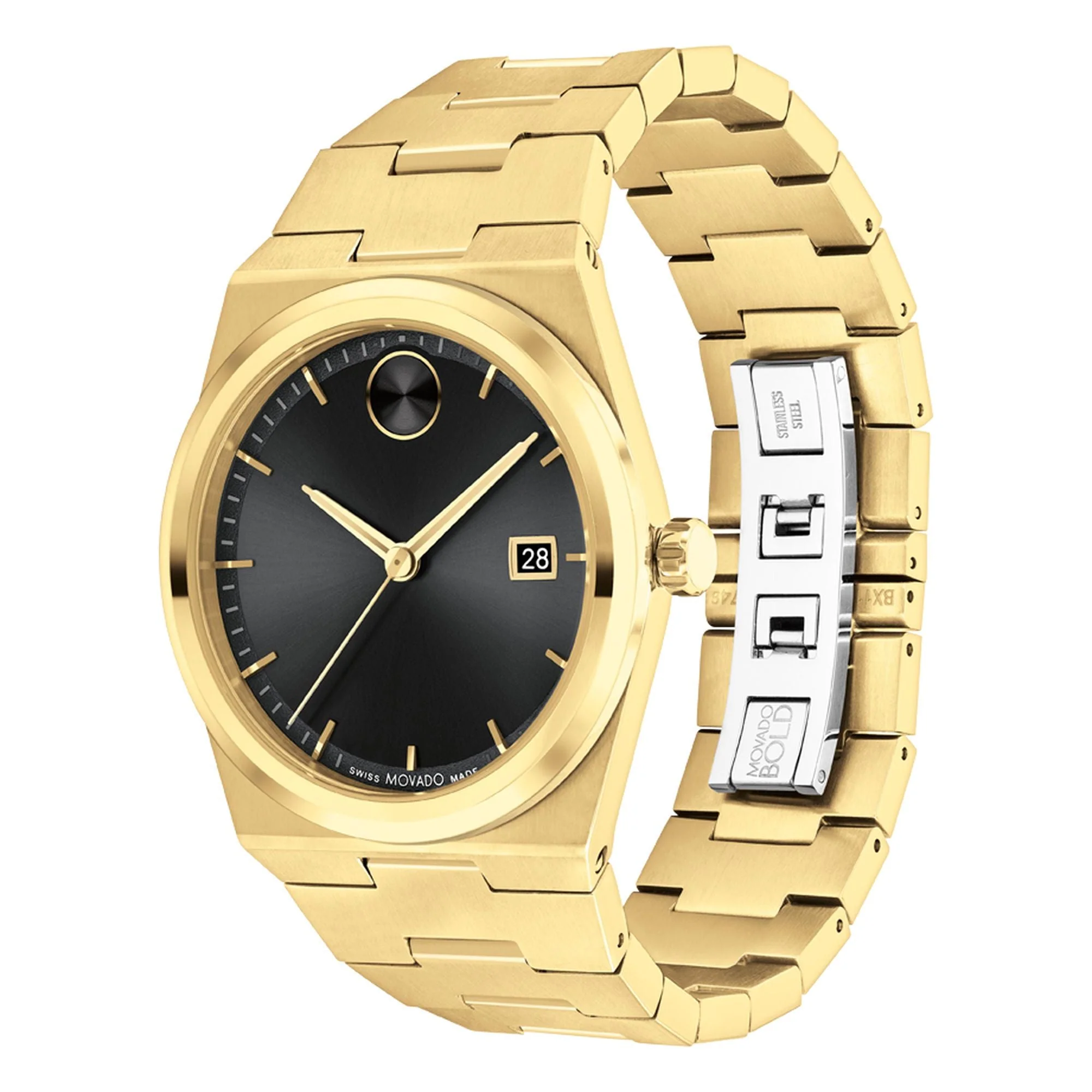 Movado BOLD Quest Black Dial Gold-Tone Bracelet Watch 40mm - 3601223 - Image 3