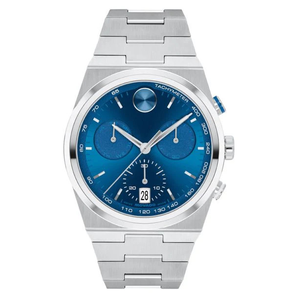 Movado Bold Quest Chronograph Blue Dial Stainless Steel Bracelet Watch 42mm - 3601199