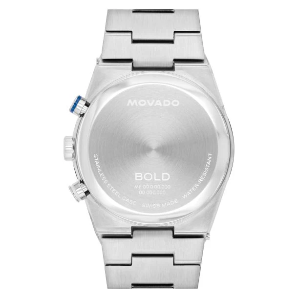 Movado Bold Quest Chronograph Blue Dial Stainless Steel Bracelet Watch 42mm - 3601199 - Image 3
