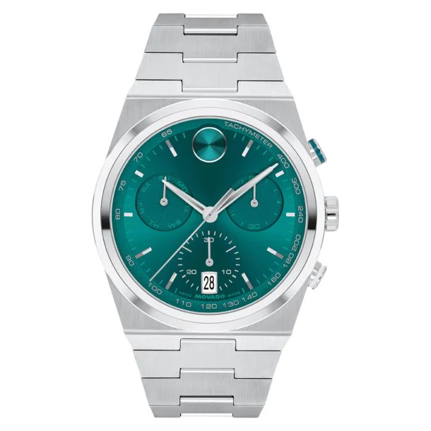 Movado Bold Quest Chronograph Green Dial Stainless Steel Bracelet Watch 42mm - 3601200