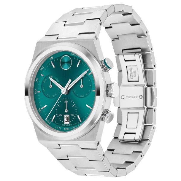 Movado Bold Quest Chronograph Green Dial Stainless Steel Bracelet Watch 42mm - 3601200 - Image 2