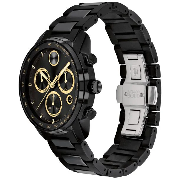Movado BOLD Verso Chronograph Black Ion-Plated Bracelet Watch | 44mm | 3600906 - Image 2