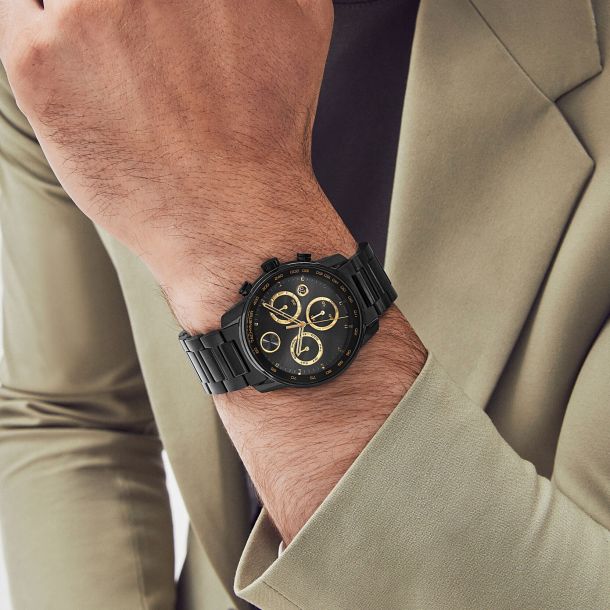 Movado BOLD Verso Chronograph Black Ion-Plated Bracelet Watch | 44mm | 3600906 - Image 3