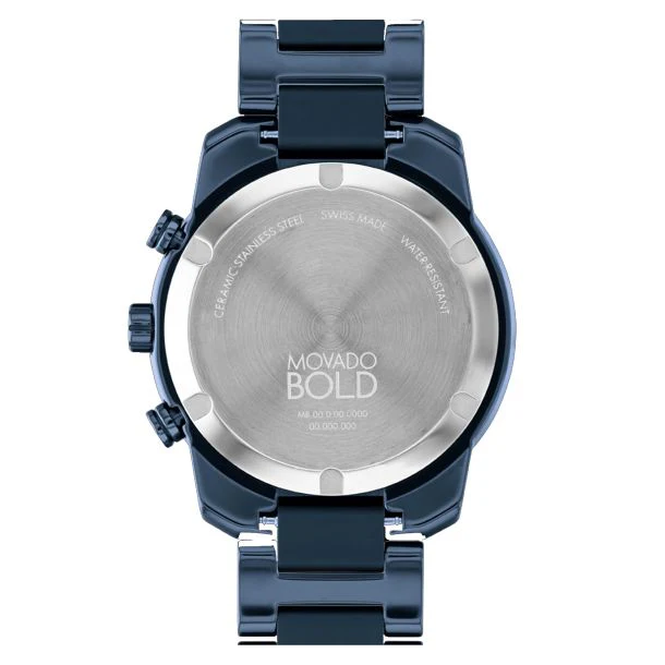 Movado BOLD Verso Chronograph Blue Ceramic Watch 44mm - 3601117 - Image 3