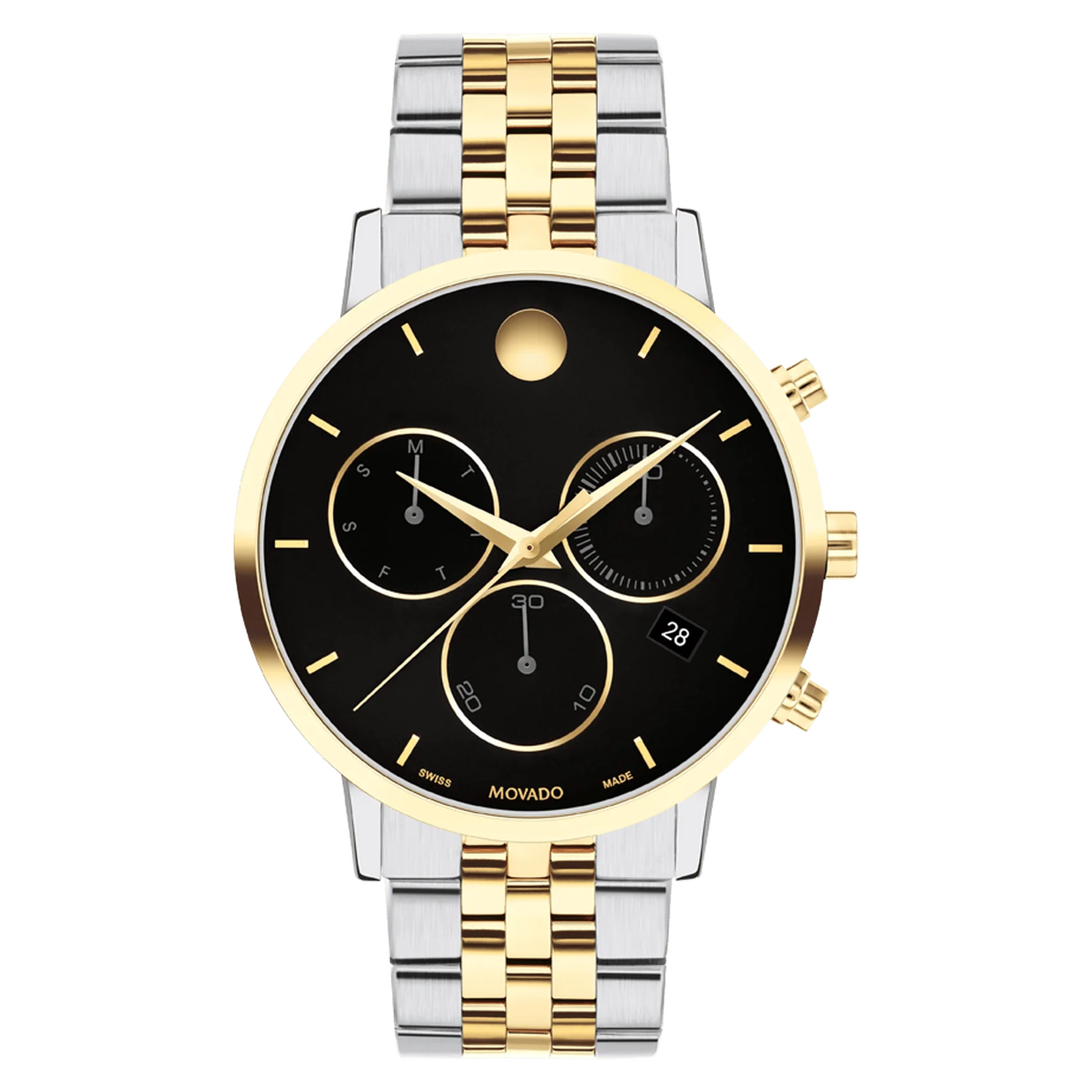Movado Museum Classic Black Dial Two-Tone Stainless Steel Bracelet Watch 42mm - 0607777