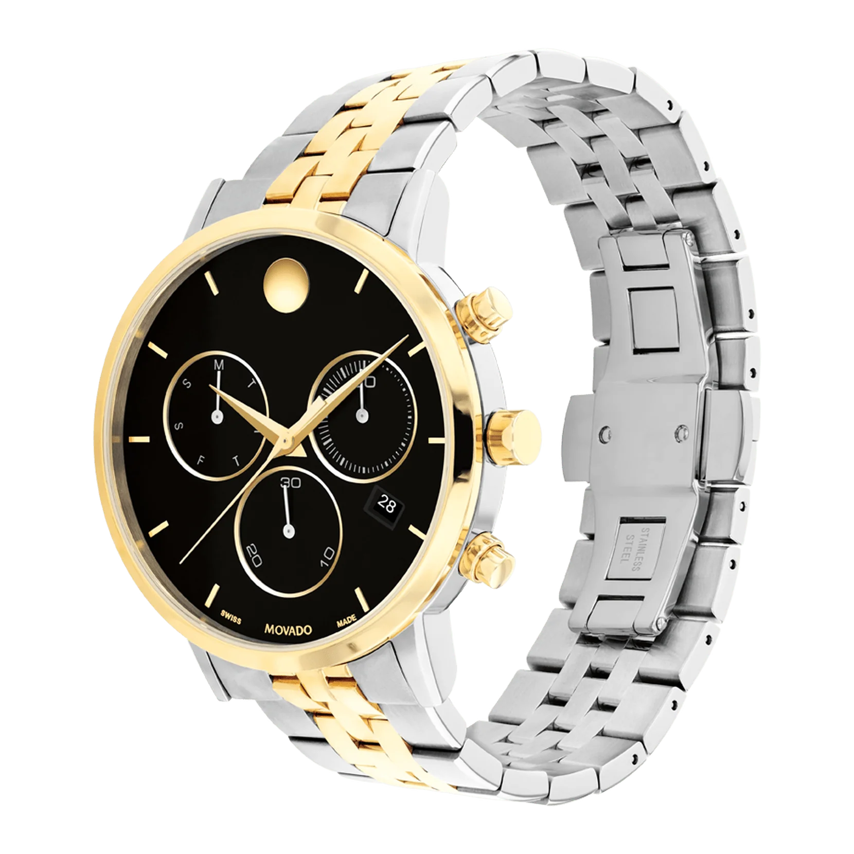 Movado Museum Classic Black Dial Two-Tone Stainless Steel Bracelet Watch 42mm - 0607777 - Image 2
