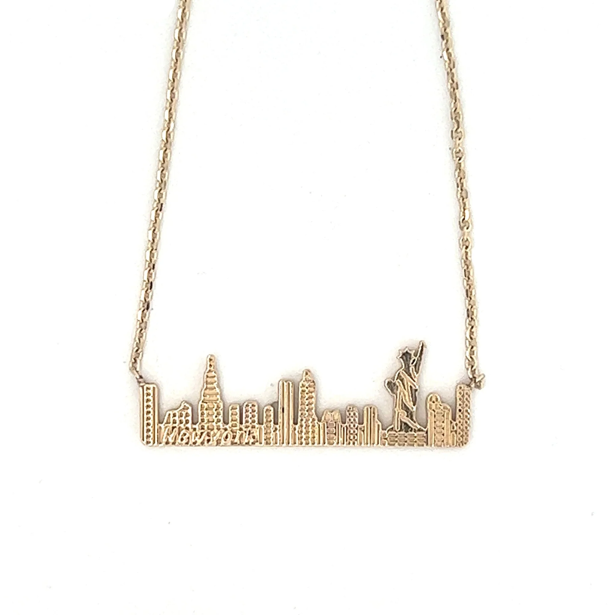 New York City Skyline Pendant in 14K Yellow Gold