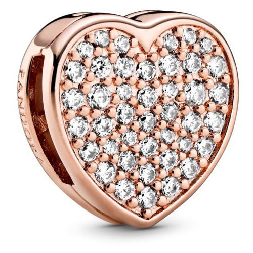 Pandora Reflexions Collection Rose Tone Pave Heart Elegance Clip/ Charm 788684C01