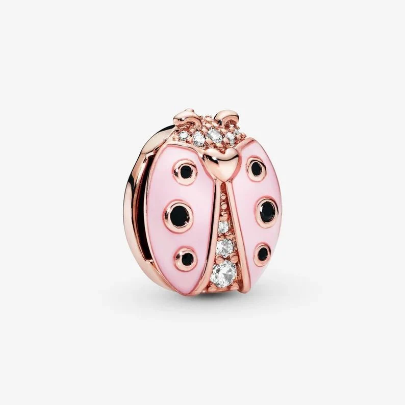 Pandora Reflexions Collection Rose Tone Pink Enamel Ladybird Clip/ Charm 787970EN160