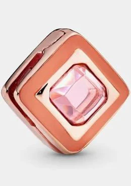 Pandora Reflexions Collection Sparkling Pink Square Enamel Clip/ Charm 787888NPO