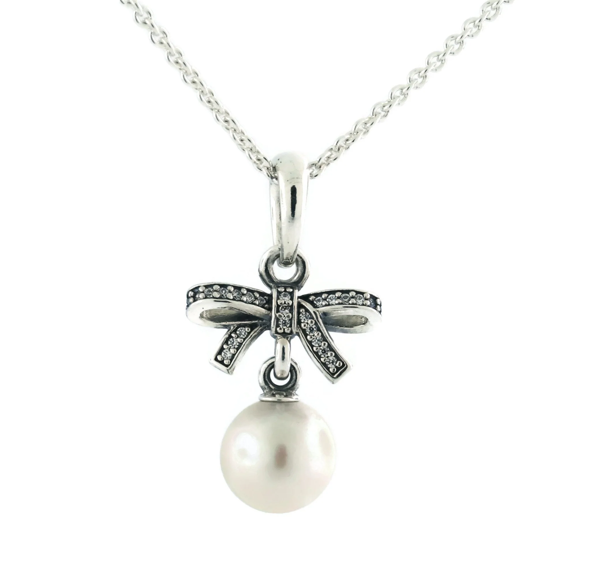 PANDORA Delicate Sentiments, White Pearl & Clear CZ Pendant 390380P-70
