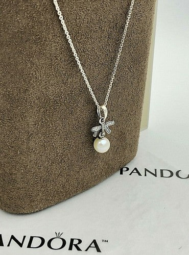 PANDORA Delicate Sentiments, White Pearl & Clear CZ Pendant 390380P-70 - Image 2