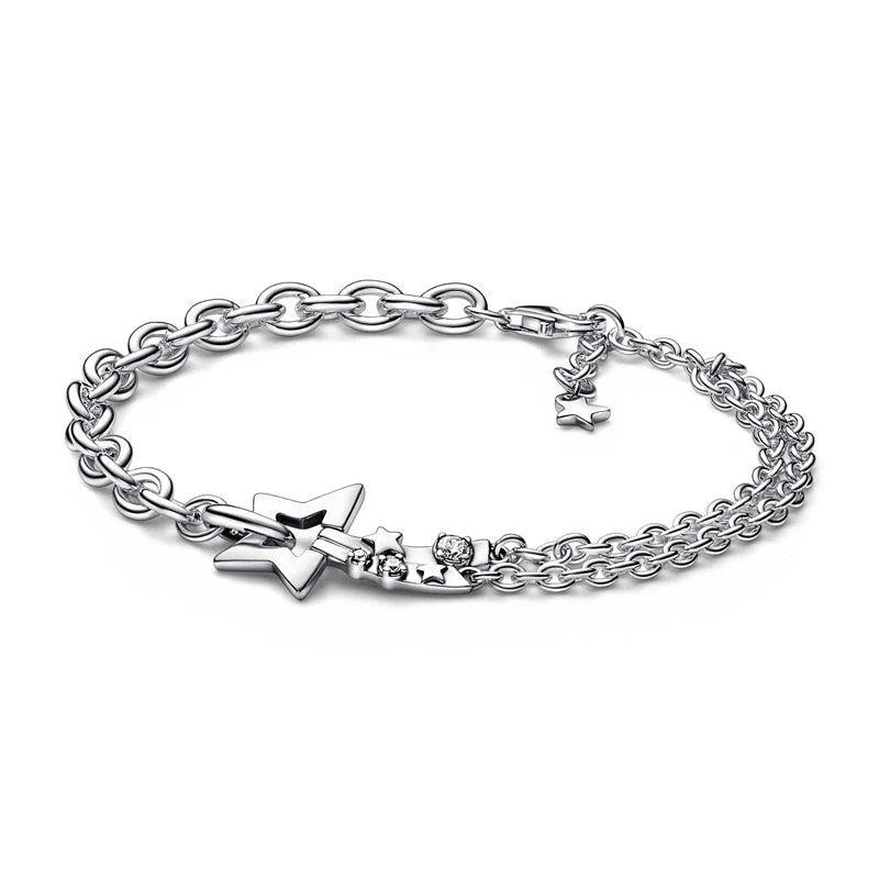 Pandora Sterling Silver shooting star double chain bracelet /592409c01