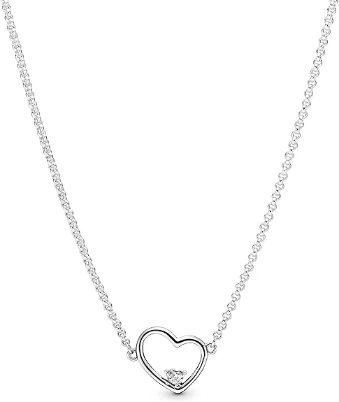 Pandora Asymmetrical Heart Silver Collier With Clear Cubic Zirconia , 397797Cz-45 - Image 2