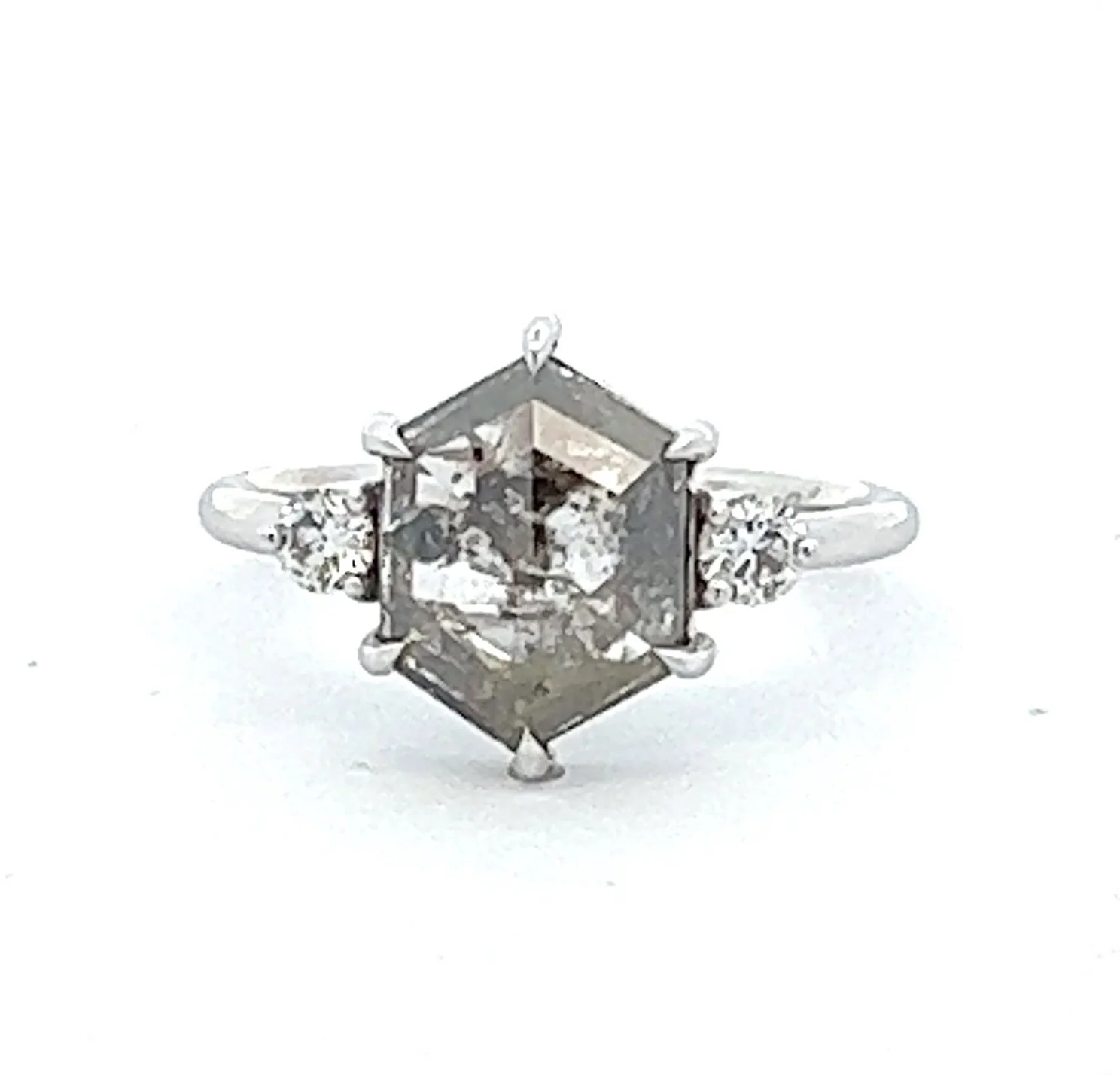 Salt and Pepper Natural Diamond Ring
