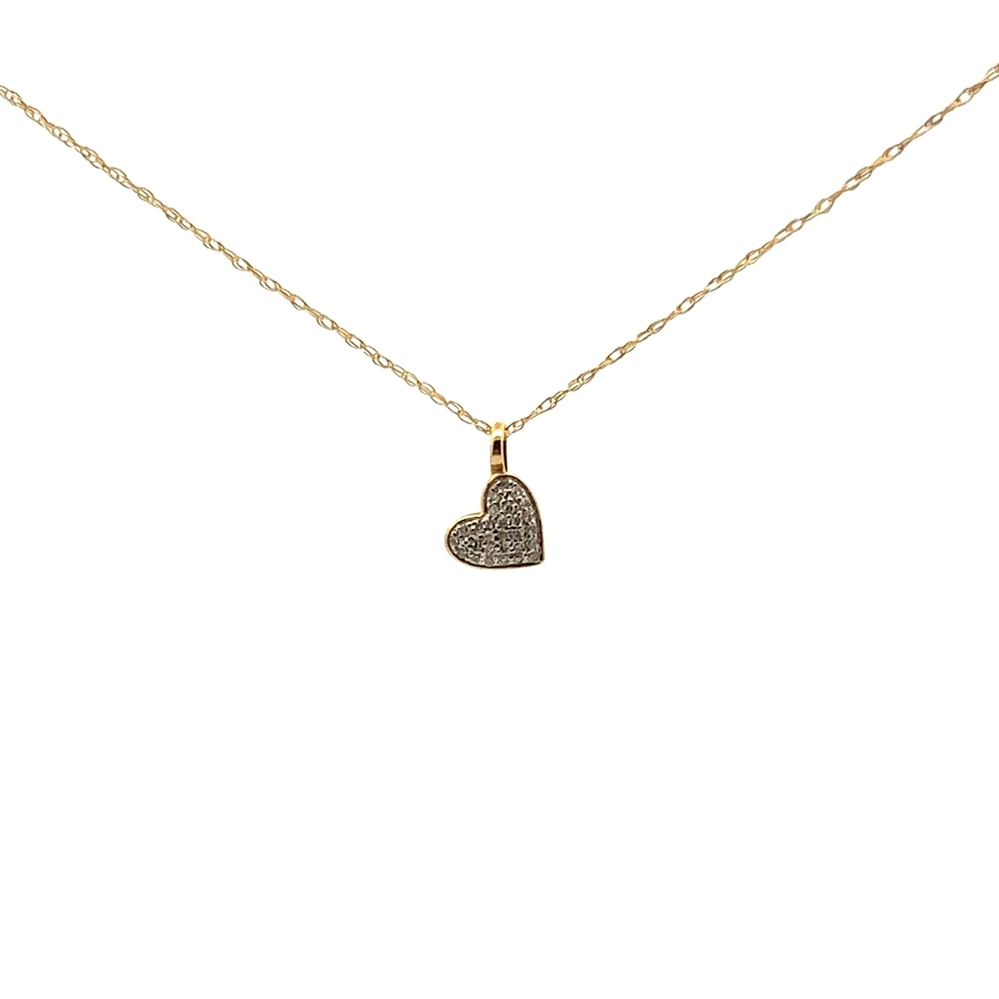 Tiny Diamond Paved Heart Necklace